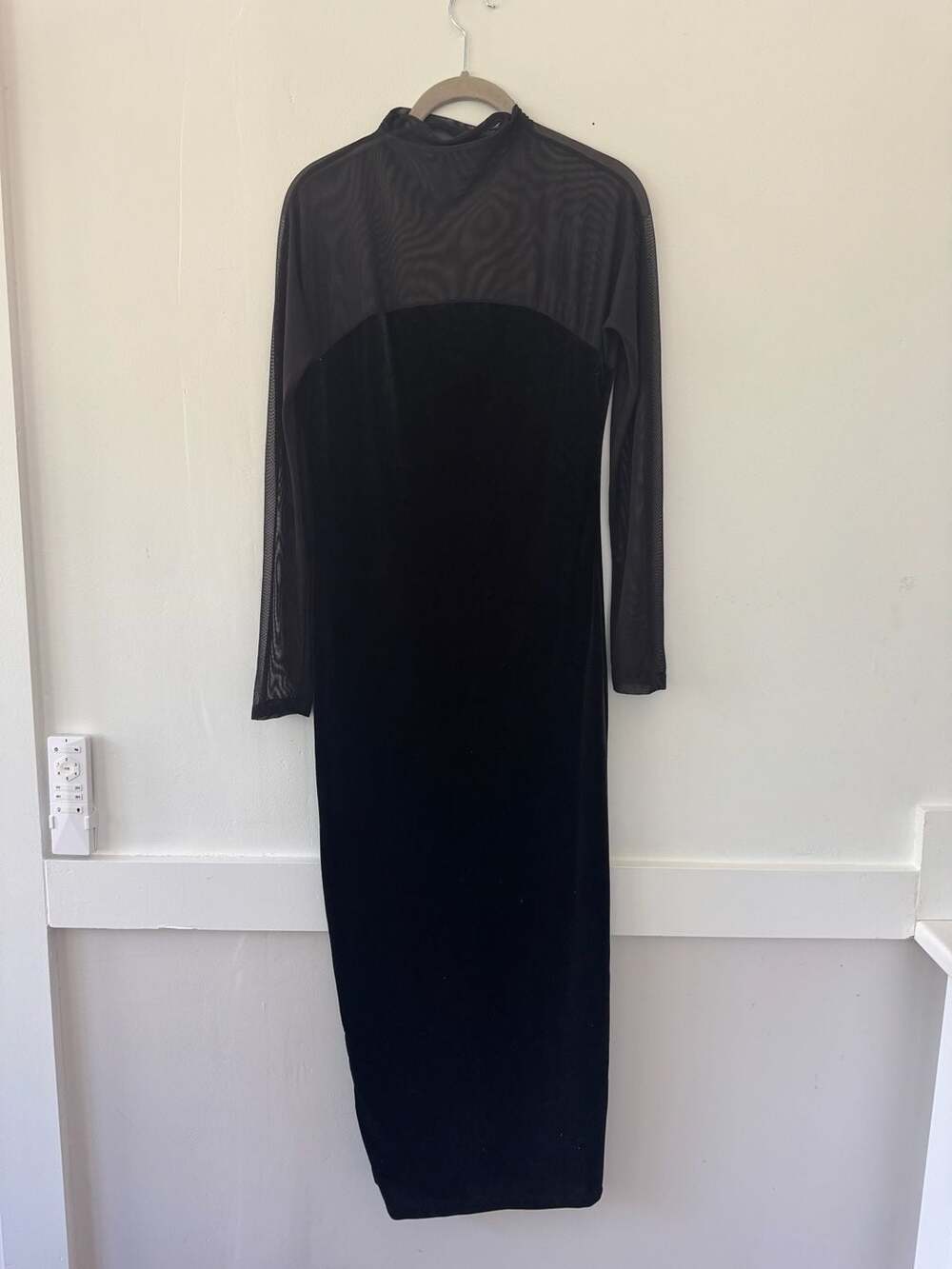 Tall Mock Neck Mesh Split Back Bodycon Dress